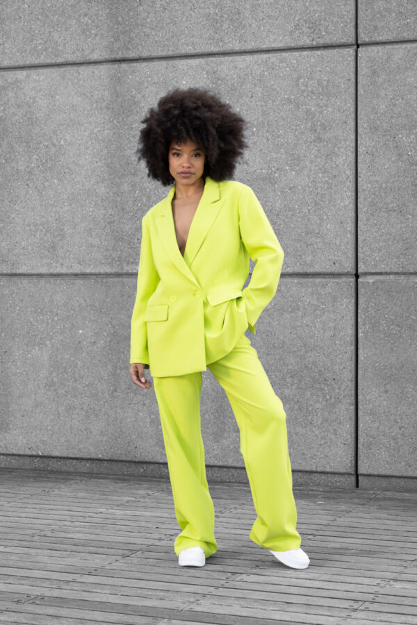 Neon Yellow Double Breasted Blazer - ShopperBoard