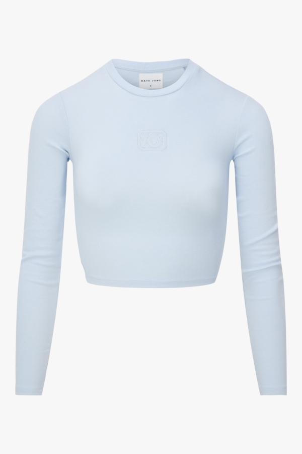 THE CROPPED EMBRO TEE ICE BLUE
